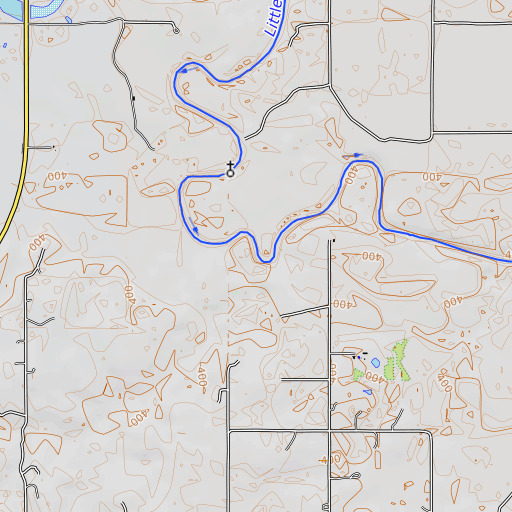 OpenTopoMap map of Martin Creek, OK