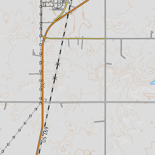 OpenTopoMap map of North Fork Double Creek, OK