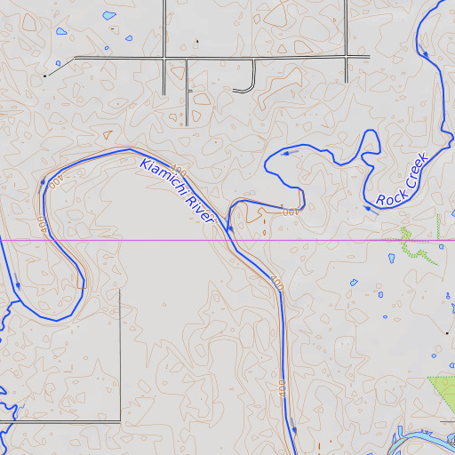 OpenTopoMap map of Rock Creek, OK