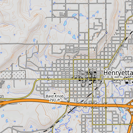 OpenTopoMap map of Saint Michael School, OK
