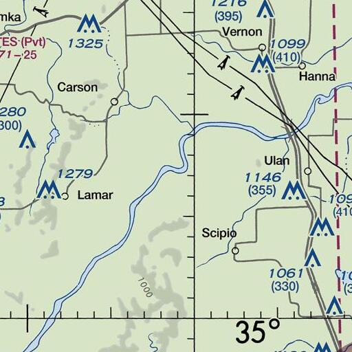 FAA VFR chart of Sandy Creek, OK