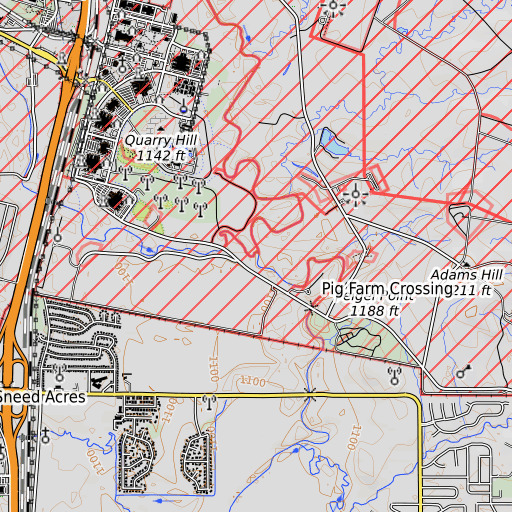 OpenTopoMap map of Sitting Bear Creek, OK