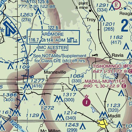 FAA VFR chart of Sycamore Creek, OK