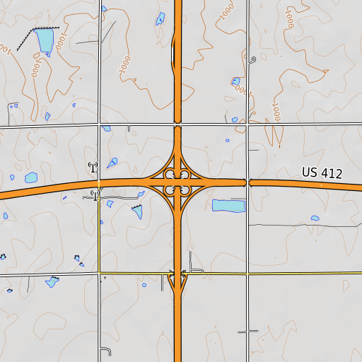 OpenTopoMap map of Enid Interchange, OK