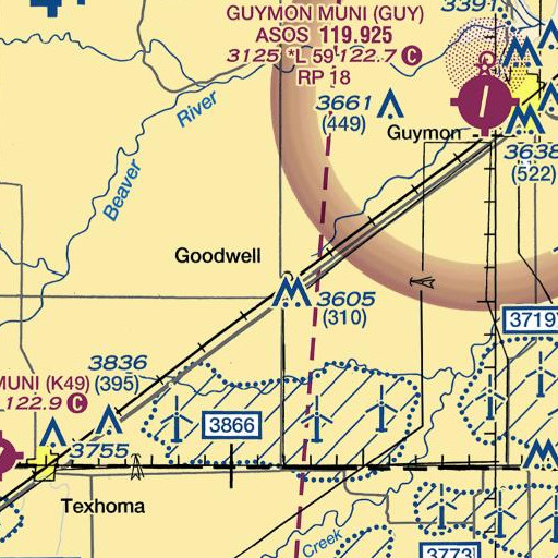 FAA VFR chart of KPSU-FM (Goodwell), OK