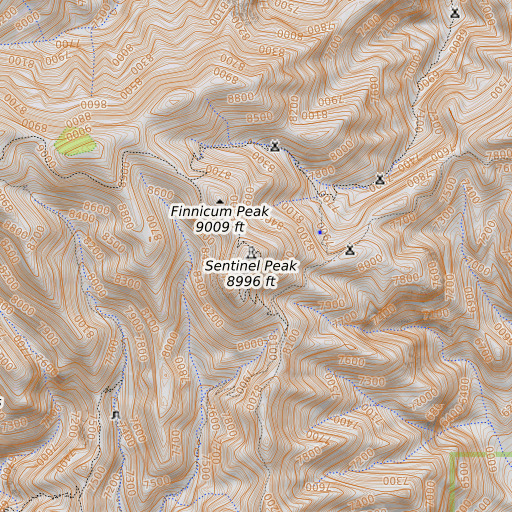 OpenTopoMap map of Sentinel Peak, AZ