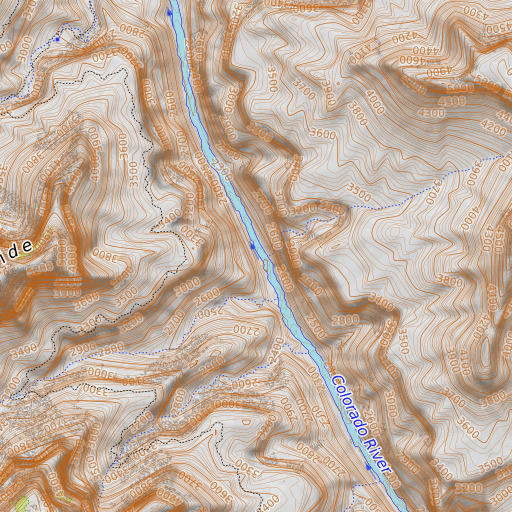 OpenTopoMap map of Serpentine Rapids, AZ