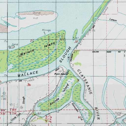 USGS 24K topo map of Beaver Slough, OR