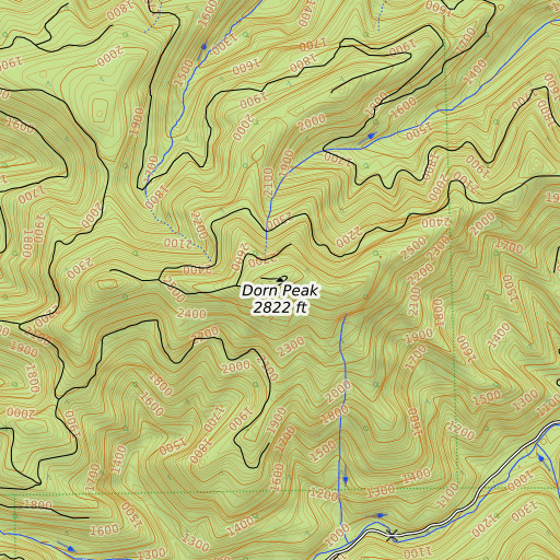 OpenTopoMap map of Dorn Peak, OR