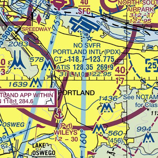 FAA VFR chart of Franklin High School, OR