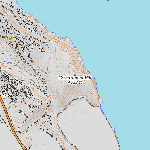 OpenTopoMap map of Government Hill, OR