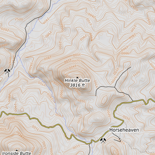 OpenTopoMap map of Hinkle Butte, OR