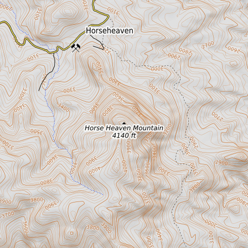 OpenTopoMap map of Horse Heaven Mountain, OR