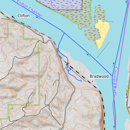 OpenTopoMap map of Hunt Creek, OR