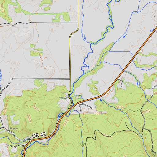 OpenTopoMap map of Jim Belieu Creek, OR