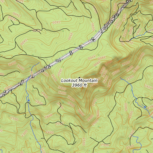 OpenTopoMap map of Lookout Mountain, OR