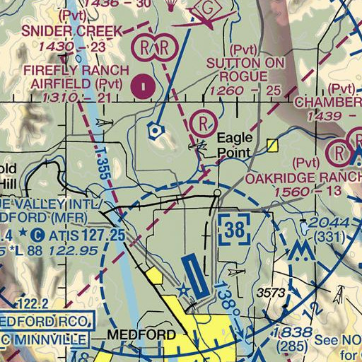 FAA VFR chart of Military Slough, OR