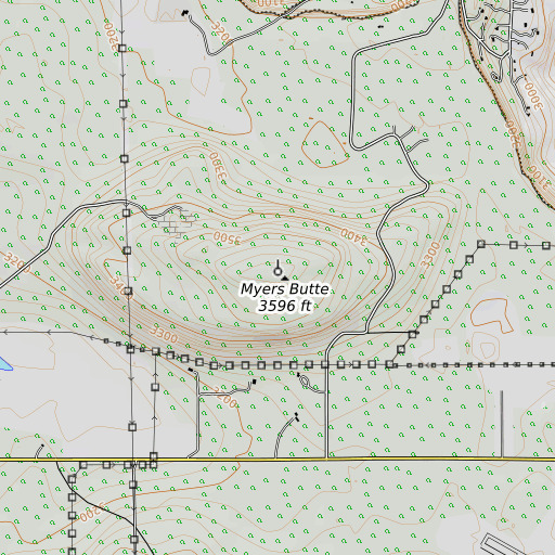 OpenTopoMap map of Myers Butte, OR