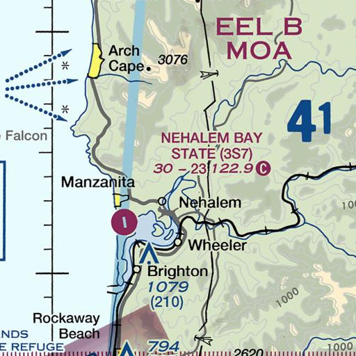 FAA VFR chart of North Fork Nehalem River, OR