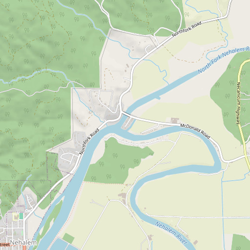 OpenStreetMap map of North Fork Nehalem River, OR