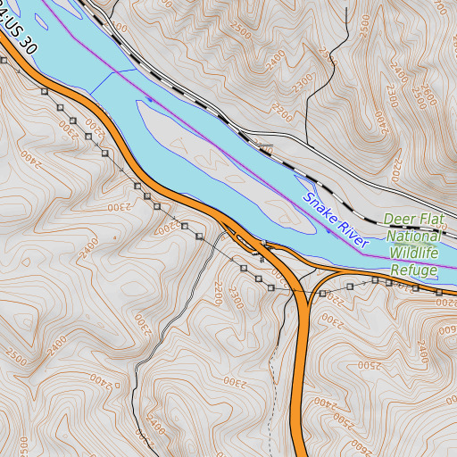 OpenTopoMap map of Road Gulch, OR