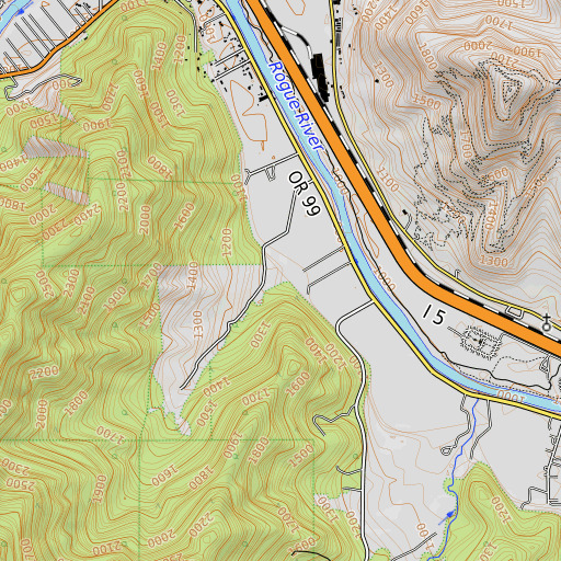 OpenTopoMap map of Schieffelin Gulch, OR