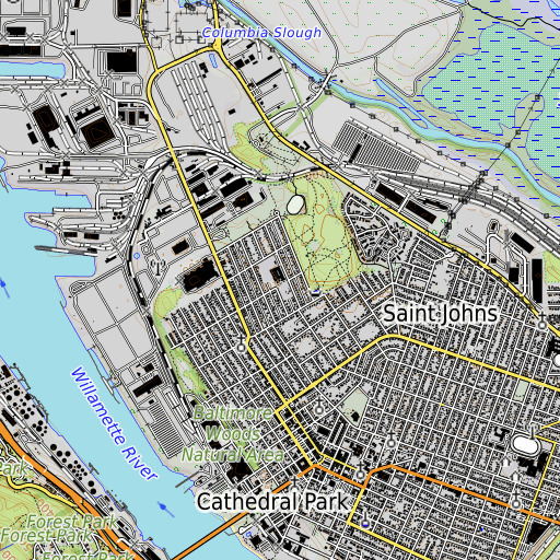 OpenTopoMap map of Sitton Elementary School, OR