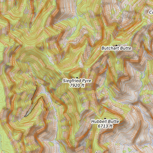 OpenTopoMap map of Siegfried Pyre, AZ