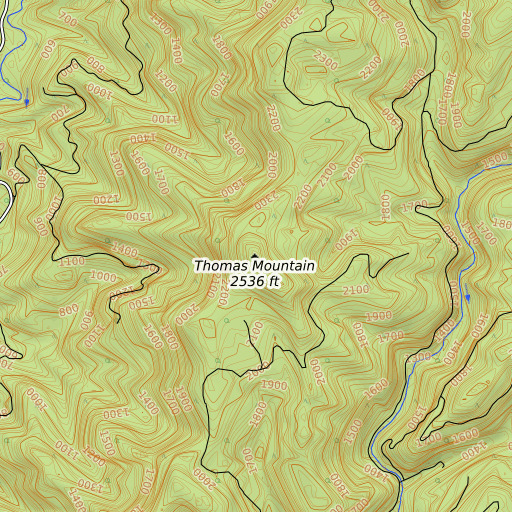 OpenTopoMap map of Thomas Mountain, OR