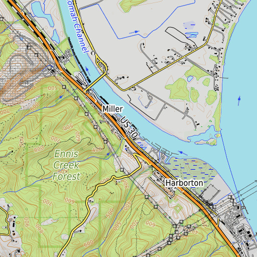 OpenTopoMap map of Ennis Creek, OR