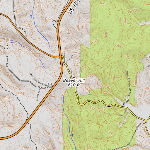 OpenTopoMap map of Beaver Lookout, OR