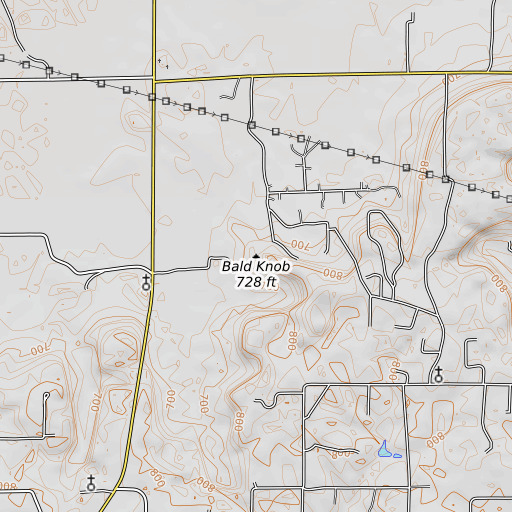 OpenTopoMap map of Bald Knob, AL