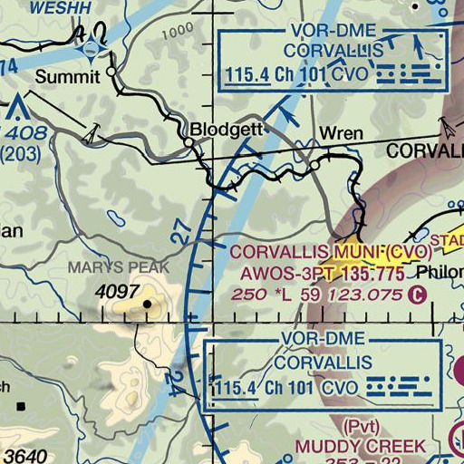 FAA VFR chart of Enos Creek, OR