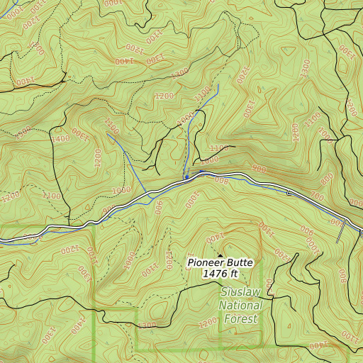 OpenTopoMap map of Enos Creek, OR