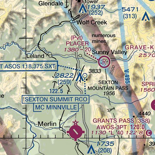 FAA VFR chart of Sexton Mountain Pass, OR