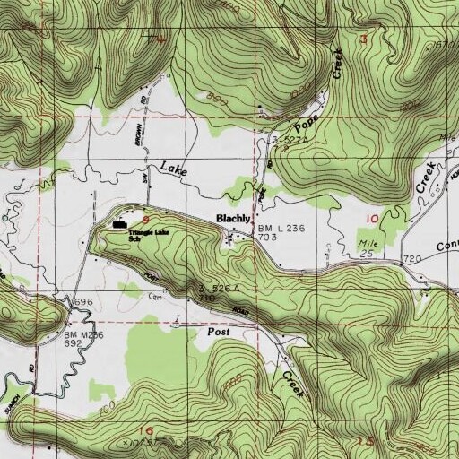 USGS 24K topo map of Blachly, OR