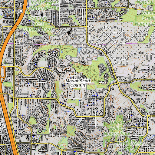 OpenTopoMap map of Mount Scott, OR