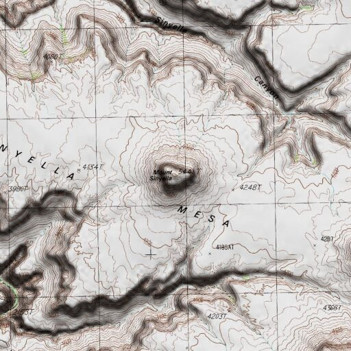 USGS 24K topo map of Mount Sinyella, AZ