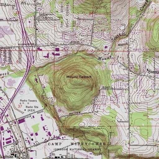 USGS 24K topo map of Mount Talbert, OR