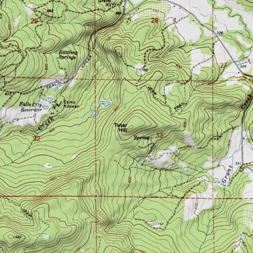 USGS 24K topo map of Tater Hill, OR