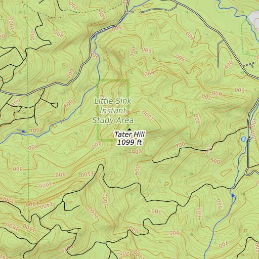 OpenTopoMap map of Tater Hill, OR