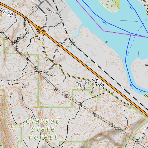 OpenTopoMap map of Taylorville, OR