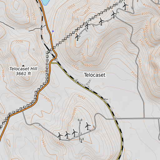OpenTopoMap map of Telocaset, OR