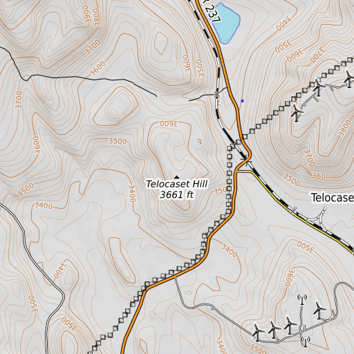 OpenTopoMap map of Telocaset Hill, OR