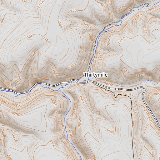 OpenTopoMap map of Thirtymile, OR