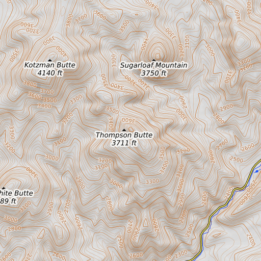 OpenTopoMap map of Thompson Butte, OR