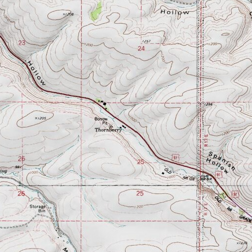 USGS 24K topo map of Thornberry, OR