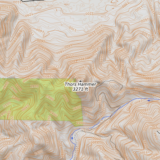 OpenTopoMap map of Thors Hammer, OR