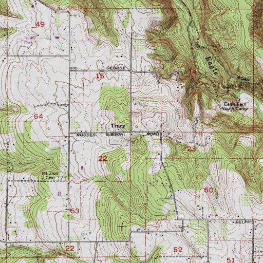 USGS 24K topo map of Tracy, OR