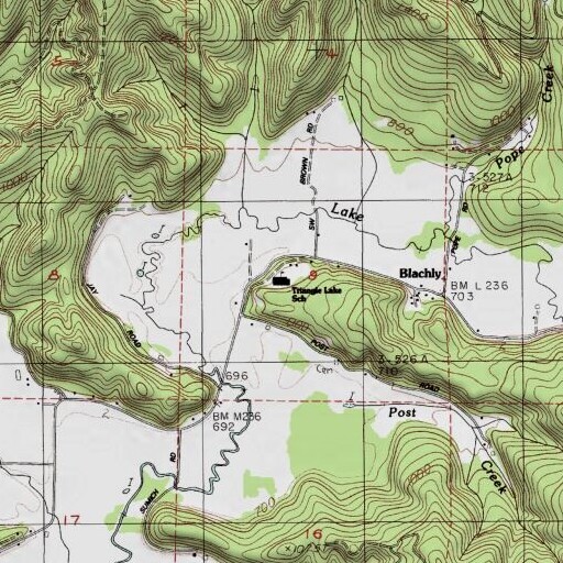 USGS 24K topo map of Triangle Lake School, OR